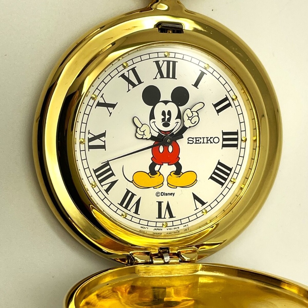 Disney Seiko Mickey Mouse Pocket Watch!  New! Retired!